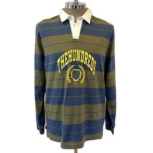 The Hundreds Charlie Long Sleeve Rugby Shirt Blue Green Large NEW NWT